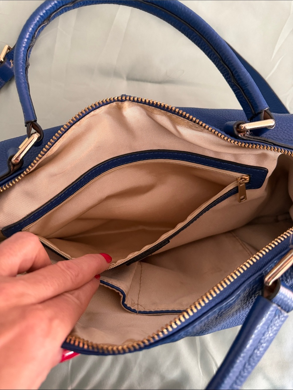 Ora Delphine Classic Blue Leather Tote Bag - real leather - Picture 4 of 7